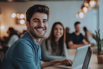 Leinwandbilder - Engaged Young Professionals in a Contemporary and Modern Workspace Setting with Innovative Design Elements and Open Areas for Collaboration and Communication to Foster Creativity and Connections