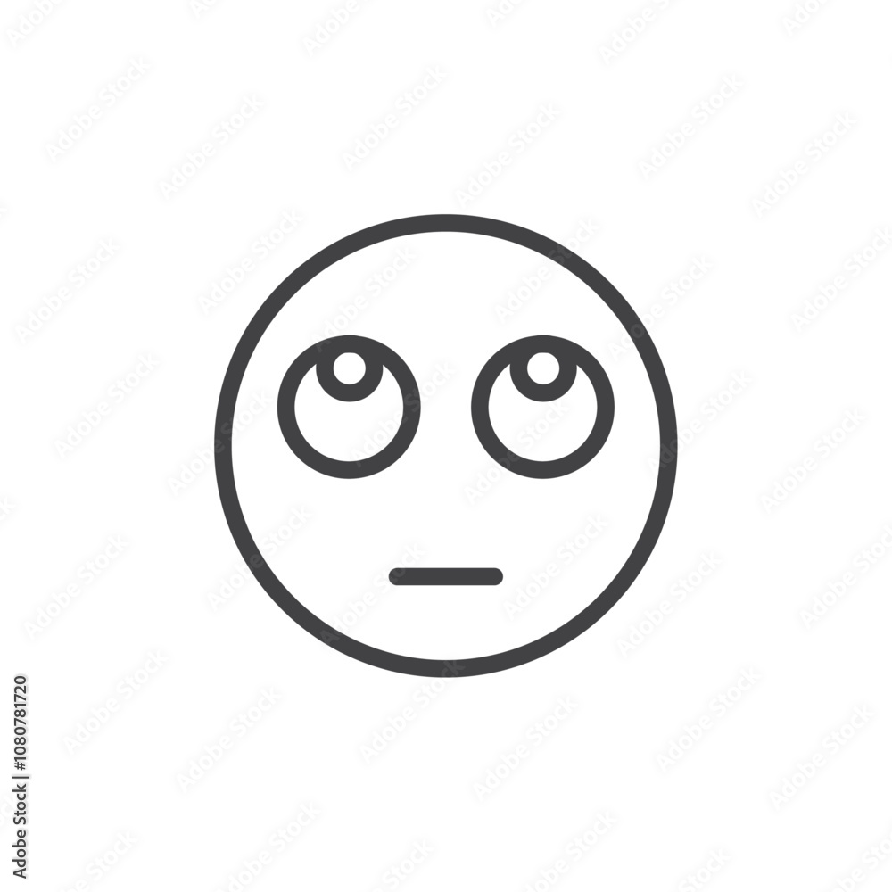 Rolling eyes emoji icon Logo symbol outline set Stock Vector | Adobe Stock