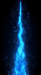 Poster - A striking blue light beam radiates against a dark background, creating a vibrant visual effect. Perfect for digital art and abstract themes.