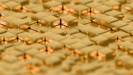 Aufkleber - Abstract Gold Cubic Surface with Shimmering Texture