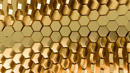 Aufkleber - Golden Honeycomb Pattern Abstract Design