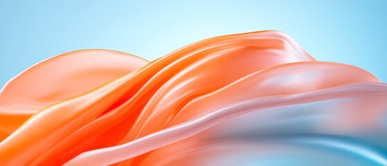 Poster - Flowing fabric in shades of orange and blue against a soft pastel background