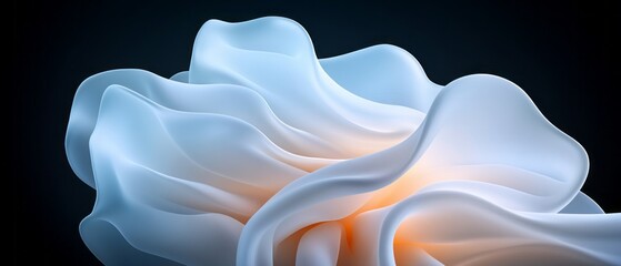 Poster - Delicate translucent flower-like sculpture glowing softly in a dark background