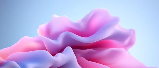 Poster - Soft, flowing abstract sculpture with pink and purple hues against a light background