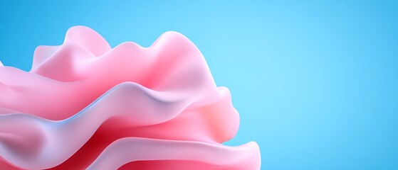 Poster - Colorful pink and white abstract wave shapes against a bright blue background