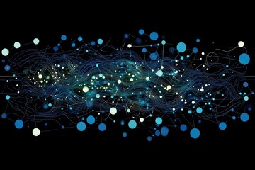 Poster - Abstract network visualization with blue tones, interconnected lines and circles, representing data flow and connectivity