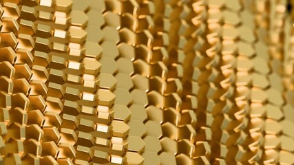 Poster - Abstract 3D Hexagonal Gold Pattern with Reflective Texture