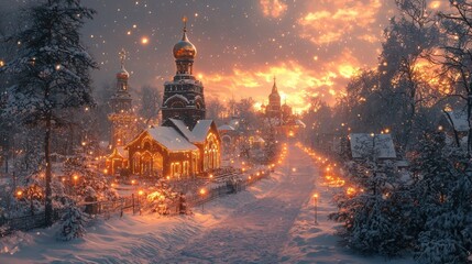 Explore the enchanting beauty of russian orthodox churches illuminated by lanterns and onion domes