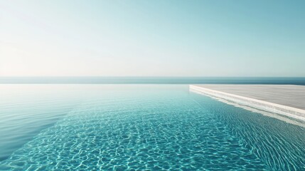 Aufkleber - Clear turquoise water in an infinity pool seems to merge with the ocean on a sunny day, creating a relaxing and luxurious atmosphere