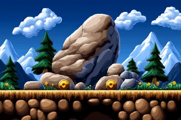 Poster - A pixel art sheet of paper with tiny, pixelated text lines, styled like a retro video game