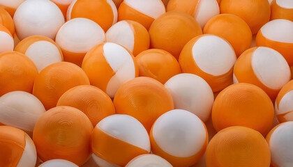 Poster - 3D spheres with pastel ORANGE and WHITE