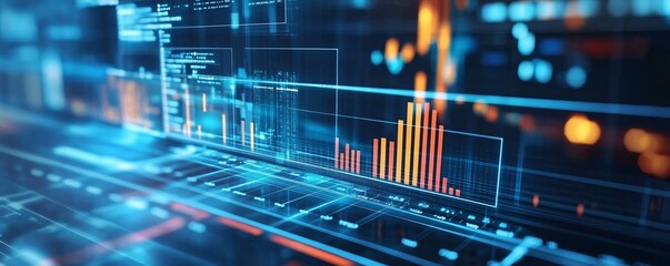 Aufkleber - Programming code and statistics showing on multiple screens in data center
