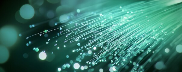 Aufkleber - Fiber optic cables transferring digital data with bokeh effect
