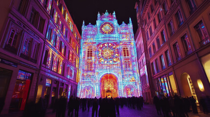 The Festival of Light in Lyon. a holiday in France