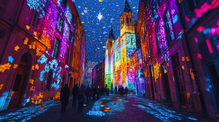 The Festival of Light in Lyon. a holiday in France