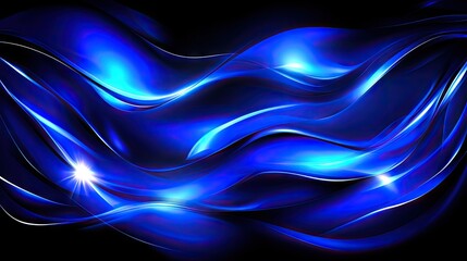 Poster - Abstract Blue Wave Background with Fluid Motion and Soft Light Embellishment for Design, Art, Website, or Creative Projects Featuring Dynamic Energy and Flowing Aesthetics