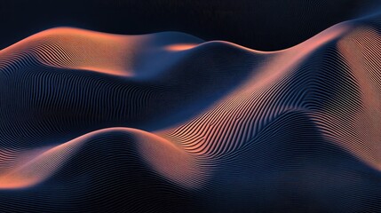 Poster - Abstract Waves with Light and Shadow in Smooth Curved Patterns Representing Motion and Fluidity in Nature and Technology with Striking Textural Details