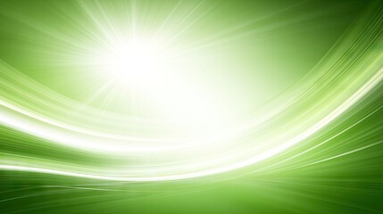 Poster - Bright Green Abstract Background with Soft Light Rays and Smooth Curves for Nature, Freshness, and Environmental Themes