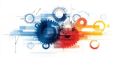 Poster - Gears rotating representing modern technology and engineering concepts