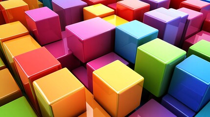 Aufkleber - Shiny colorful cubes forming a beautiful abstract mosaic