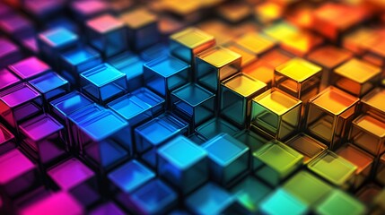 Fototapete - Gradient of colorful cubes creating abstract background
