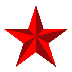 red star 3d icon with shadow on vector illustration