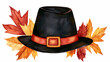 © Gibster - Thanksgiving concept. black pilgrim hat surrounded by autumn leaves in vibrant colors