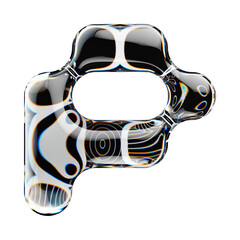 Fototapete - 3d rendered letter with abstract geometric shape and graphic pattern fill