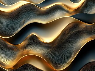 Poster - Explore the captivating beauty of golden waves in modern abstract art design