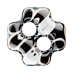 Fototapete - 3d rendered number with abstract geometric shape and graphic pattern fill