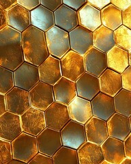 Poster - Explore the intricate beauty of golden honeycomb patterns in modern design and artistry
