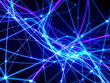 © Vectplus - Vibrant blue and pink technological lines intertwined against a dark background, representing modern digital connectivity and innovation
