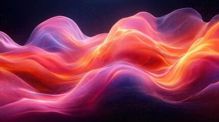 Poster - Abstract waves of vibrant colors create mesmerizing visual experience, showcasing fluid motion and dynamic energy in stunning display of light and texture