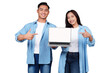 © panadesignteam - Asian man and woman with laptop isolated transparent