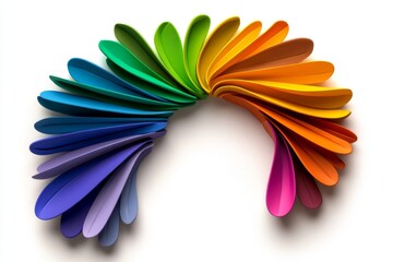 Aufkleber - Simple rainbow arc in pastel shades on a clean white background, minimalist design with soft colors