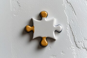 Poster - Single puzzle piece in clean, simple lines on a white background, with a minimalist design