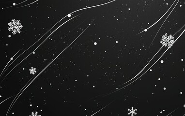 Poster - a snowy winter wonderland background with delicate snowflakes and swirling lines against a dark back