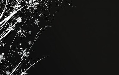 Poster - elegant snowflakes falling against a black background, creating a magical winter atmosphere during t