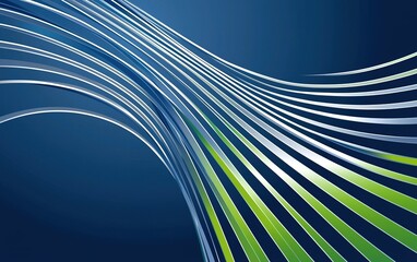 Poster - Dynamic abstract lines create a sense of movement against a blue background with green accents, conveying energy and fluidity in design