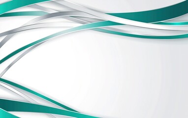 Poster - Modern abstract design with flowing teal and silver lines on a light background for creative projects or graphic design