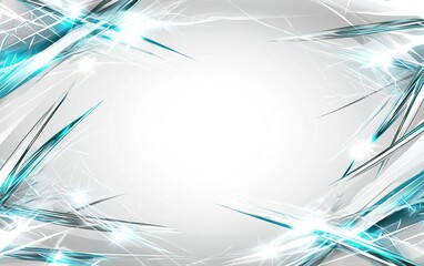 Poster - Abstract blue and silver jagged lines with a luminous glow on a light background form a modern artistic design