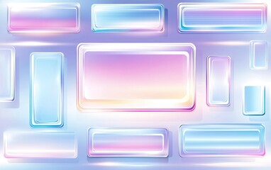 Poster - Abstract geometric background with vibrant pastel colors and translucent rectangles in soft gradient hues