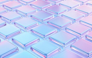Poster - A colorful arrangement of glossy tiles reflecting light in a modern, abstract design ideal for interior decor or artistic display