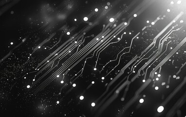 Fototapete - Abstract digital circuit background showcasing intricate patterns and glowing elements against a dark backdrop