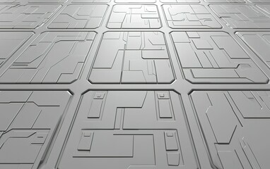 Poster - Modern geometric flooring design featuring interlocking patterns in a sleek gray tone for contemporary spaces