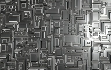 Poster - Abstract metallic surface with geometric patterns reflecting light in a modern design, ideal for technology and architecture backgrounds