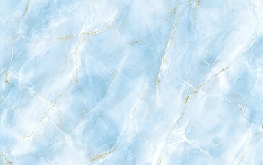 Poster - Light blue marble texture with subtle white and gold veining in a smooth, elegant design for interior decor or backgrounds