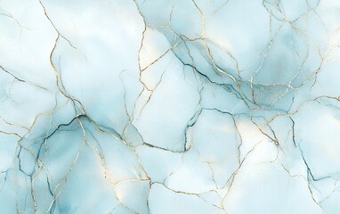 Fototapete - Elegant blue and gold marbled texture with intricate veins, ideal for backgrounds or artistic designs in various applications