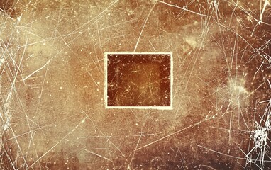 Poster - Abstract textured background featuring a scratched surface with a central blank square, ideal for design and artistic projects
