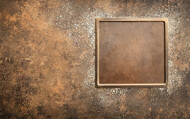 Poster - Textured metallic background with a square frame in the center, ideal for showcasing art or product designs in creative projects